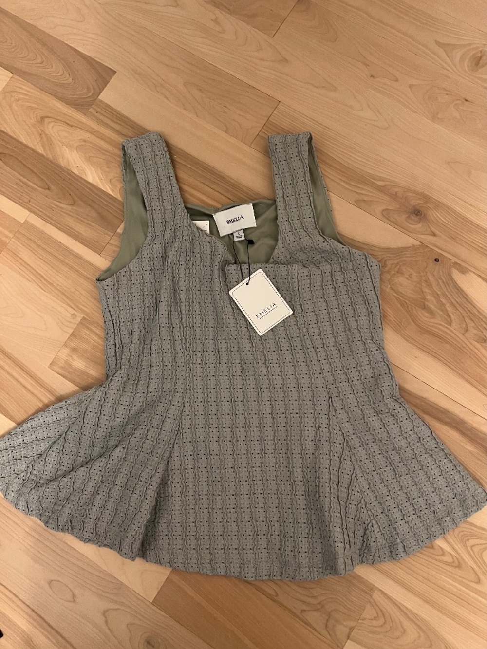 Emella Gray Textured Sleeveless Peplum Top